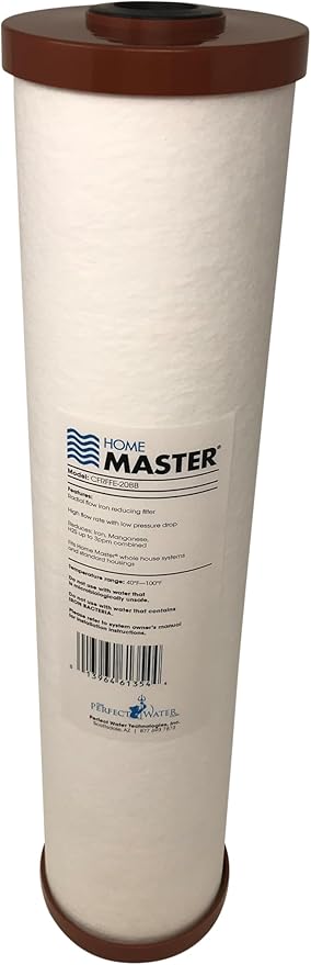 Home Master CFRFFE-20BB Replacement Whole House Iron Filter, Radial Flow 15gpm, Filters Soluble Iron, Manganese, H2S Sulfur, Up To 3ppm Combined, Stops Staining & Odors, 20” x 4.5" Fits Big Blue