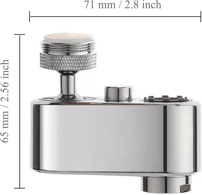 Splash Protector 1080°Universal Rotation Female Faucet Aerator with Up and Down Water Outlet for Dual-function,Universal Bathroom Rotatable Tap Nozzle Kitchen Sink Aerator Chrome Finished