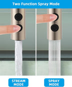 Hibbent Pull Out Sink Sprayer, 2 Function Kitchen Faucet Head, Bathroom Pull Down Spray Head with G1/2 or 13/16 Inch Male Connector, Brushed Nickel