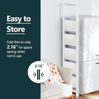 WOA WOA 5 Step Ladder, Foldable Ladder with Wide Pedals and Handle, Sturdy Ladders for Home and Kitchen with Anti-Slip Feet, Supports up to 330 lbs - White