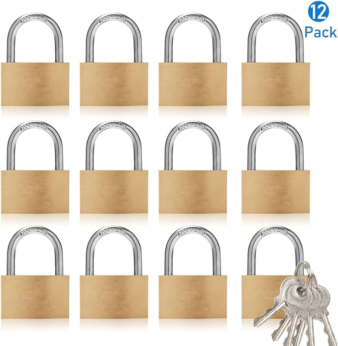 Thin Solid Brass Same Keyed Padlock keyed Alike Locks-40mm-12pack