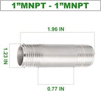 TAISHER 2PCS Stainless Steel Pipe Fittings, 1" NPT x 1" NPT Male Threaded, 2" Length Nipple Cast Pipe