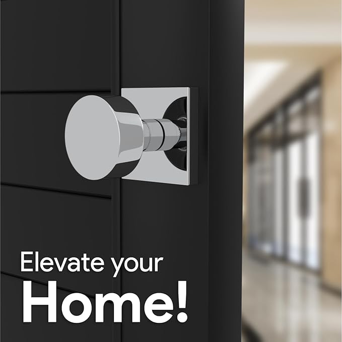 Mega Handles SUANA Dummy Door Knob for Hallway, Closet and Bathroom, Reversible Heavy Duty Design Door Knobs, Fits All Standard Door Sizes, Screws Included - Polished Chrome (2 Pack)