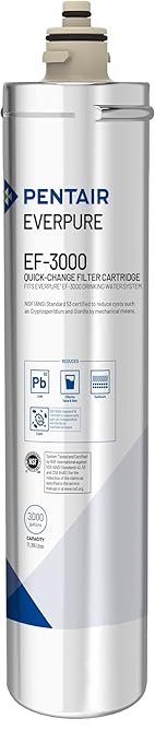 Pentair Everpure EF-3000 Quick-Change Filter Cartridge, EV985750, For Use in Everpure EF-3000 Full Flow Drinking Water System, 3,000 Gallon Capacity, 0.5 Micron