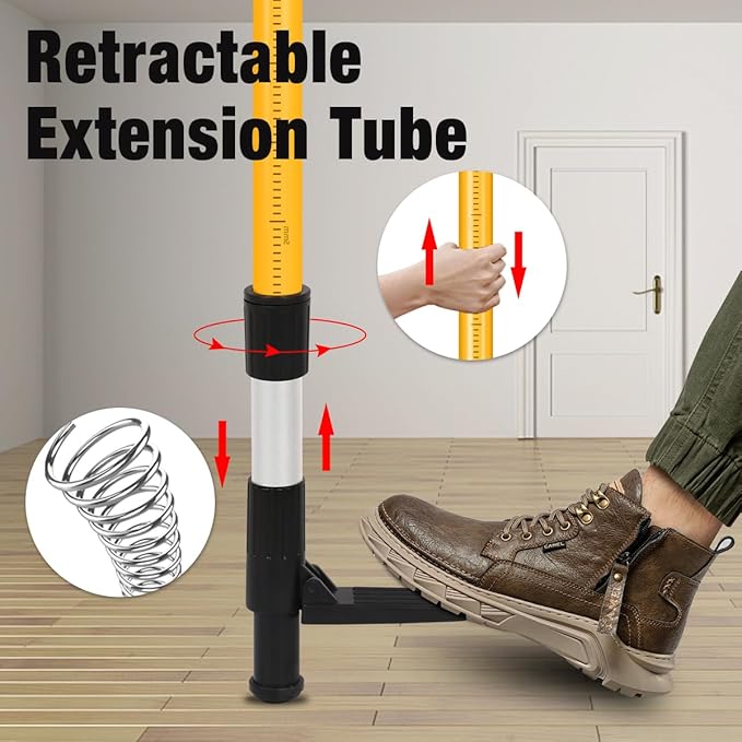 MOETER Upgraded 13.8Ft./4.2M Telescoping Laser Level Tripod with Level Bubble and 1/4"-20 Mount, Adjustable Laser Pole with Top Wide Plate for Laser Scanner, 5/8"-11 Adapter Nut Included