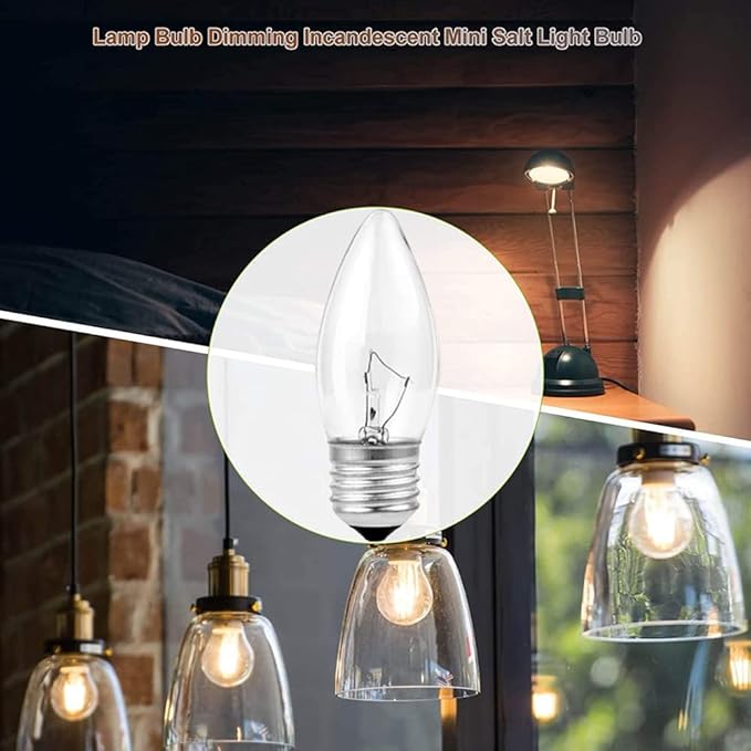 40W Incandescent Torpedo Tip Chandelier, Incandescent Clear Dimmable Light Bulbs and Medium E26 Candelabra Base,Transparent Candle Light Bulbs for Chandeliers, Ceiling Fan Lights (10Pack)