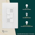 TOPGREENER Kalide Dual Load Dimmer Light Switch, Double LED Dimmer Switch, Full Range Dimming,Single Pole, 200W LED/CFL, UL Listed,TGDDS-W-6PCS, White, 6 Pack