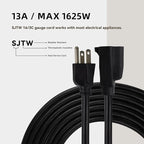 8ft Outdoor Extension Cord for Christmas Decorations - 16/3 Heavy Duty SJTW Waterproof Black Electrical Cable with 3 Prong Grounded Plug for Safety, Great for Lawn and Major Appliances