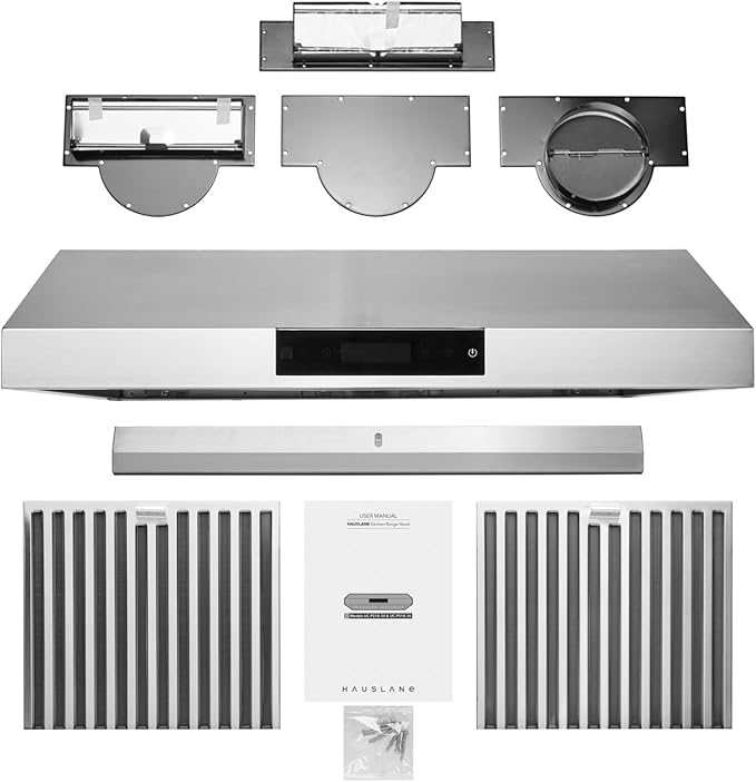 Hauslane Range Hood 30 Inch - Under Cabinet Range Hood 30" Stainless Steel Kitchen Hood, Vent Hood 30 Inches, Stove Vent Hood for Kitchen, Vent Hoods 30 Inch with LED - Chef Series PS18