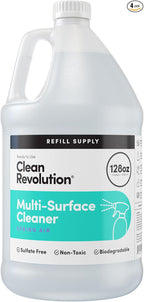Clean Revolution Multi Surface Cleaner Refill Supply, Non-Toxic, Eco-Friendly & Plant-Based, Ready to Use, Spring Air, 128 Fl Oz (Pack of 4)