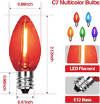 12Pack C7 Replacement Bulbs, Multicolor LED Christmas Light Bulbs for Outdoor String Lights, Patio Wedding Party Decor with E12 Candelabra Base