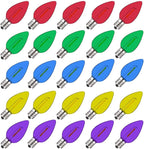 Jslinter 25Pack C7 LED String Light Bulbs, E12 Candelabra Base Christmas Replacement Bulbs for Holiday Decoration, Shatterproof, E12 Screw Base, Vintage Edison Bulbs for Patio Garden