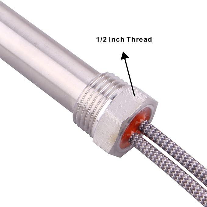 DERNORD Immersion Cartridge Heater 240V 1000W Hot Rod Heating Element Replacement 1/2 Inch Thread