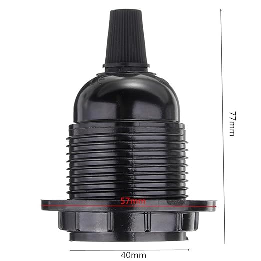 Replacement 2 Pack E26 E27 Bakelite Black Color Medium Base Light Socket Keyless DIY Vintage Style Edison Lamp Holder Insert Light Bulb or Lampshade