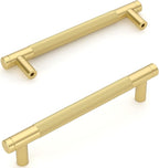 Amerdeco 10 Pack Brushed Gold Cabinet Pulls 5 Inch(128mm) Hole Center Drawer Pulls Cabinet Hardware Kitchen Cabinet Handles for Bathroom ZH0031