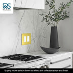 Rio Salto Modern Metal Vibrant Yellow Gold Toggle Light Switch Cover Metal Decorative Toggle Switch Covers Wall Plate Outlet Flip Switch Cover Socket Togle - Midsize 1 Gang 5-Pack