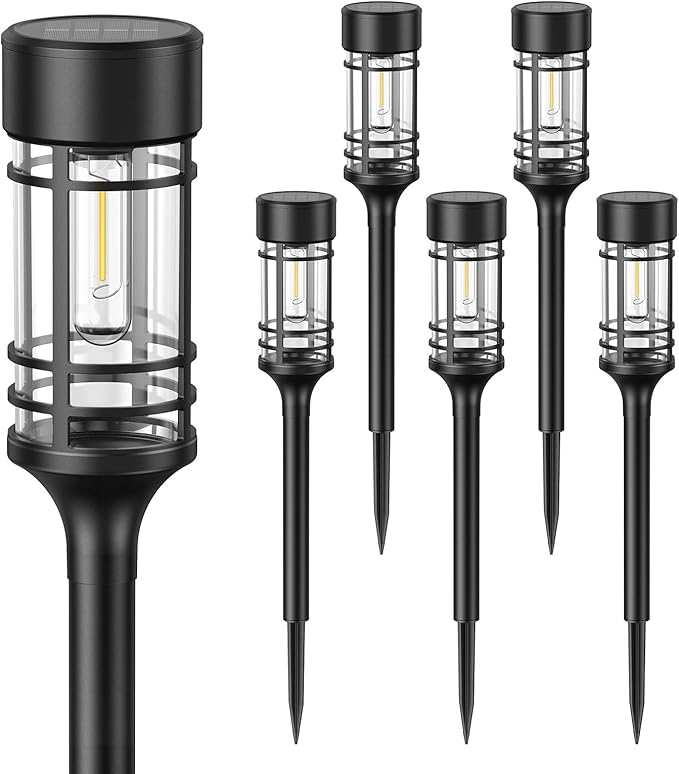 LETMY Solar Pathway Lights Outdoor, 6 Pack Solar Lights Outdoor Waterproof IP65, Bright Landscape Path Light Outdoo for Yard Walkway Lawn Drivewa Garden Decor, 3000K