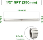 TAISHER 2PCS 304 Stainless Steel Pipe Fittings, 1/2" NPT Male Threaded, 10" Length Weld Nipple Cast Pipe