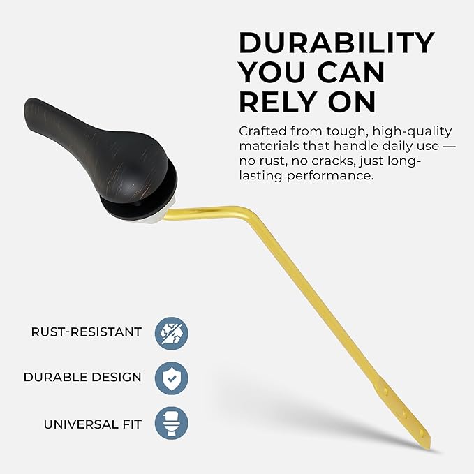 Qualihome Toilet Handle Replacement (Black, Side Mount)