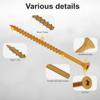 Deck Screws #10 x 3-1/2’’, T25 Star Torx Drive Flat Head Wood Screws, Tan, 5lb