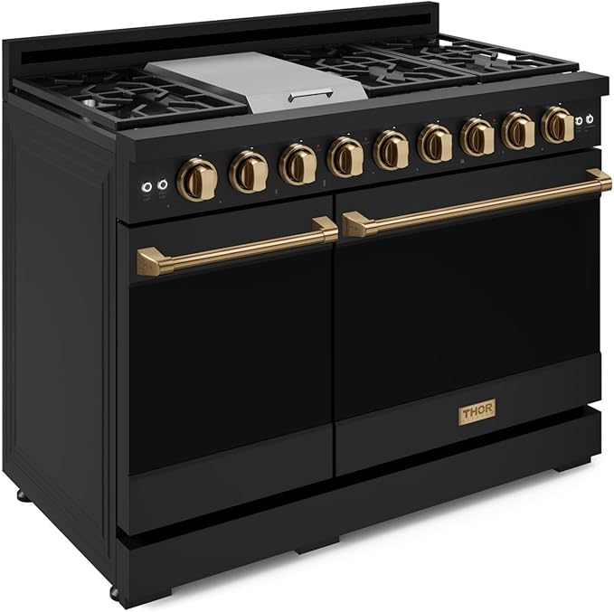 Gordon Ramsay by THOR Kitchen 48 Inch Professional Liquid Propane Range with Tilt Panel Touch Control in Black/Bronze