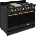 Gordon Ramsay by THOR Kitchen 48 Inch Professional Gas Range with Double Oven in Black/Bronze