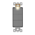 LIDER Minimalist Design Matte Finish Lighted Triple Switch, Combination Frameless Decorator Switch with Locator Light, Ground Terminal, Single Pole, 15A 120-277V, UL Listed, LCS3-1P-GY, Gray