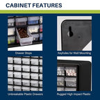 Akro-Mils 64-Drawer Plastic Drawer Storage Cabinet for Garage Organization, Bead Organizer, Building Bricks Storage, Teacher Toolbox, Makeup Organizer, 20-Inch W x 6-Inch D x 16-Inch H, 10164 Black