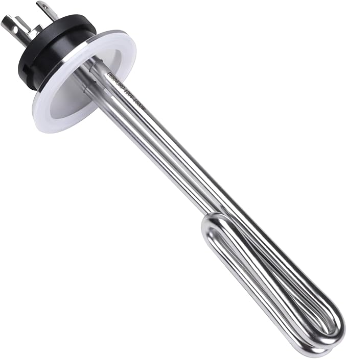 DERNORD 120V 1500W Tri-clamp Foldback Heating Element Stainless Steel Immersion Water Heater with 3-Wire Electrical Locking Plug (2 Inch Tri clamp)