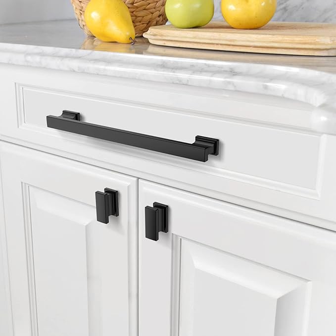 Asidrama 6 Pack 7 Inch(177mm) Matte Black Kitchen Cabinet Handles, Cabinet Pulls Kitchen Cabinet Hardware Cupboard Handles Drawer Pulls