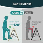 WOA WOA Step Ladder, 3 Step Foldable Step Stool with Widen Pedals, Portable Home Ladders for Kitchen, Lightweight Aluminum Stepladder, Compact Ladder for Space Saving (300lbs, Gold)