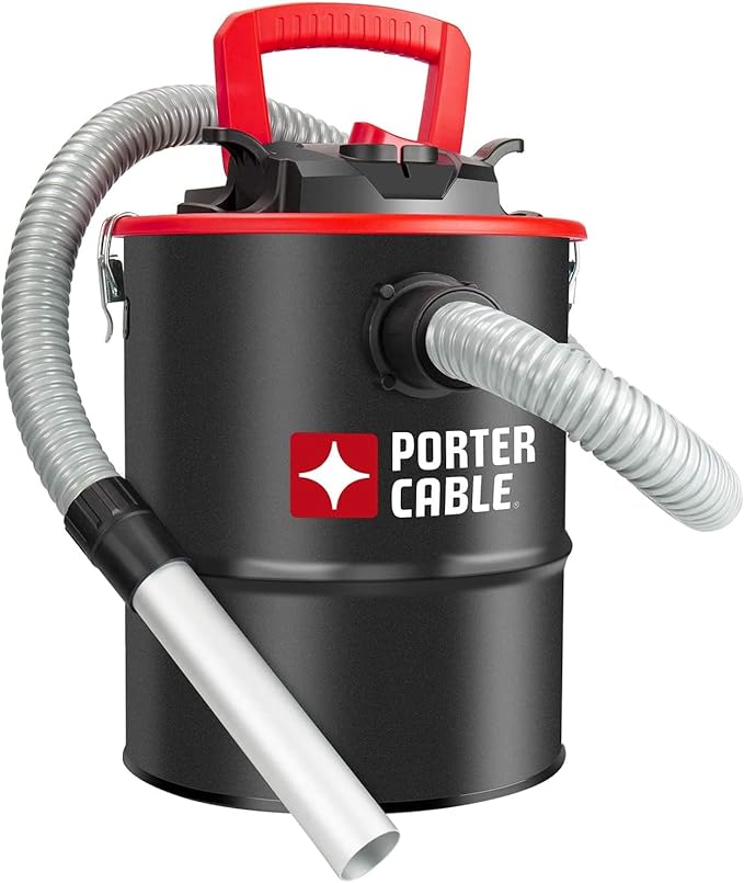 Porter-Cable 4 Gallon Ash Vac, 4 Peak HP Ash Vacuum with Powerful Suction for Fireplaces, Wood Burning Stoves, Bonfire Pits and Pellet Stoves