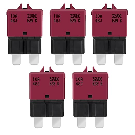 GLOSO Circuit Breaker E39 (T3) Manual Reset Fuse for Car Truck RV Automotive Marine Boat Trolling Motor & Custom Wiring Audio Battery Protection/Low Profile ATC/ATO (10A - 5 Pack)