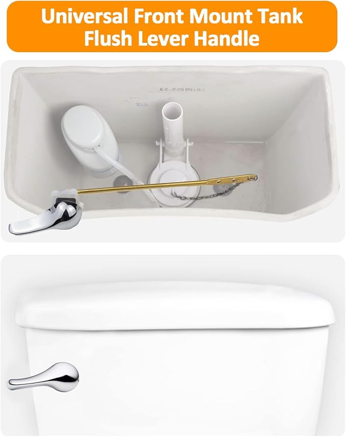 Hidnvefen Toilet Handle Replacement Kit Universal Toilet Flush Handle, Zinc Alloy Toilet Tank Trip Lever with H2 Brass Arm, Compatible with American Standard/Mansfield Toilet