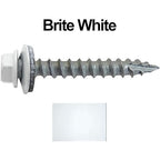 #14 Metal ROOFING SCREWS: (250) Screws x 1-1/2" BRITE WHITE Hex Washer Head Sheet Metal Roof Screw. Self starting/tapping EPDM washer. Colored head for corrugated roofing