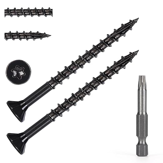 Wood Screws #8 x 2’’, T25 Star Torx Drive Flat Head Deck Screws, Black, 127Pcs (1lb)
