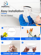 24 Pack 6 Inch 5CCT Ultra-Thin LED Recessed Ceiling Light with Junction Box, 2700K/3000K/4000K/5000K/6500K Selectable, 1050LM Brightness, 12W Eqv 110W, Dimmable Canless Wafer Downlight - ETL & FCC