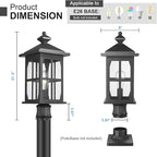 Darkaway Outdoor Post Lights, 21.3inch Large Exterior Post Lantern Lamp Waterproof Aluminum Housing Lamp with Seeded Glass, Fence Pole Deck Lighting for Garden Patio Pathway Driveway