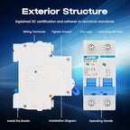 AC Miniature Circuit Breaker, 120V/240V 2 Pole 6 Amp DIN Rail Mount Circuit Breaker, MCB C6 Solar AC Disconnect Switch,Thermal Magnetic Trip