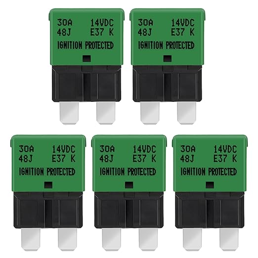 GLOSO Circuit Breakers E37 Auto (T1) Reset Low Profile ATC/ATO - (30A - 5 Pack)