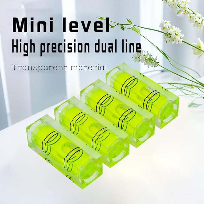 High precision mini bubble, double line small level bubble, three line flat ball household level ruler can be turned 180 degrees (Non-magnetic, 29 * 10 * 10mm（4PCS))