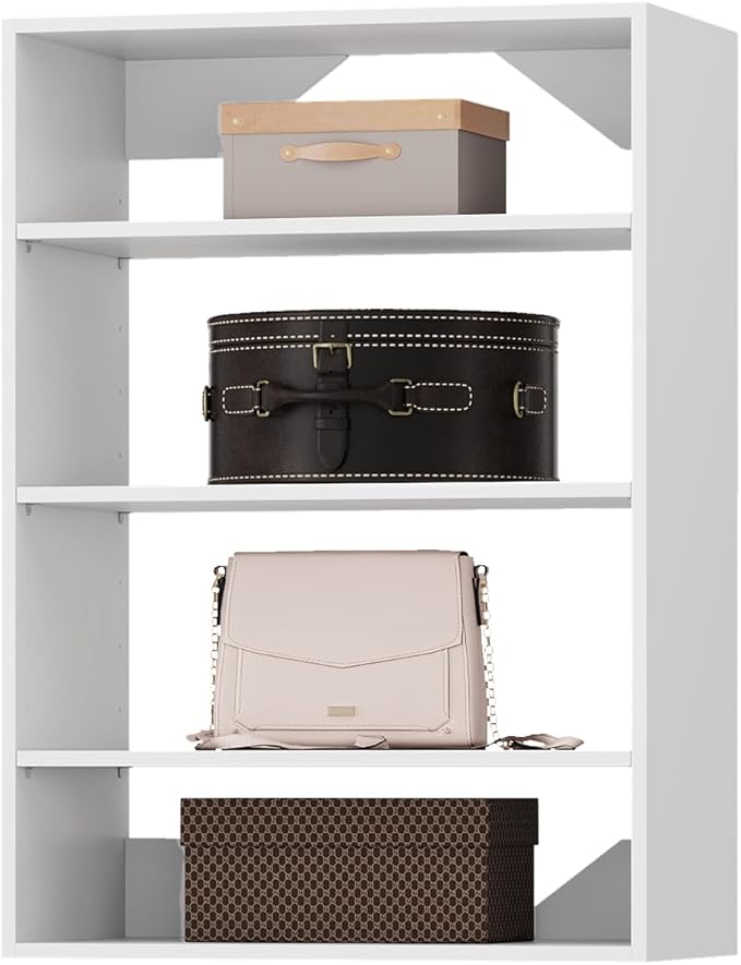 ROOMTEC 31.5" Shelf Short Tower Closet Unit, Modular Closet System with Shelf, Wardrobe Organizer for Bedroom or Walk-in Closet, Wall Mounted, Customizable Clothes Storage Unit, White