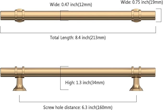 Asidrama 10 Pack 6.3 Inch(160mm) Champagne Bronze Kitchen Cabinet Handles, Cabinet Pulls Kitchen Cabinet Hardware Cupboard Handles Drawer Pulls
