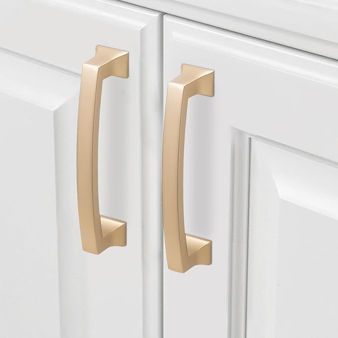 COTYKILEY 10 Pack 3.75Inch(96mm) Champagne Bronze Cabinet Handles Gold Kitchen Cabinet Pulls Cabinet Door Handles Kitchen Cabinet Hardware