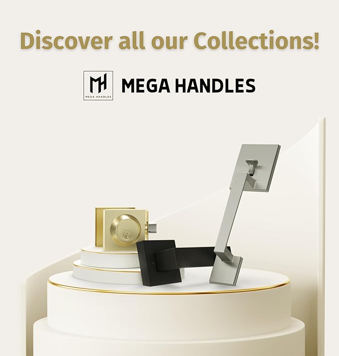 Mega Handles - TOBELLE Silver Entry Door Handleset - Single Cylinder Handleset with Lever for Entrance and Front Doors - Modern Door Handles for Left and Right-Handed Doors - Straight Handle