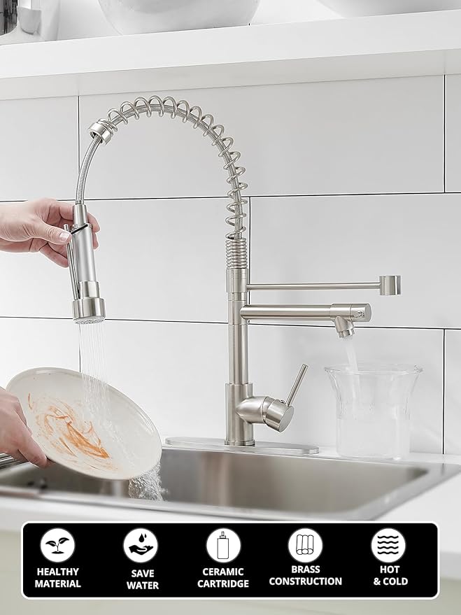 AIMADI Faucet for Kitchen Sink,Commercial Single Handle Single Hole Pull Down Kitchen Faucet with Deck Plate llaves para fregaderos de cocina