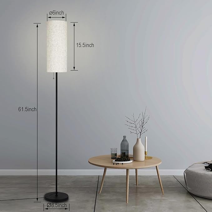 Floor Lamp for Living Room, Modern Standing Lamps with Lampshade, Minimalist Tall Lamp with Chain Switch for Living Room, LED Bulb Included (Beige Shade-RGB Bulb)