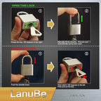 Lanube 304 Stainless Steel keyed Alike Marine Small Padlocks for Outdoor use, 1-9/16 inch Wide Body, Stainless Steel Body Long Shackle, Pack of 2