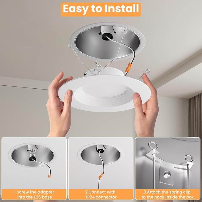 Gefolly LED Can Lights Selectable 2700K/3000K/4000K/5000K/6000K, Recessed Lighting 6 Inch Recessed Ceiling Light, 4 Pack