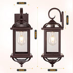 18” Bronze Outdoor Light Fixtures with Dusk to Dawn Sensor 2-Pack, Anti-Rust Aluminum Brown Outside Lights for House Enclosed Bottom Exterior Lighting Scones IP65 Waterproof Wall Lanterns